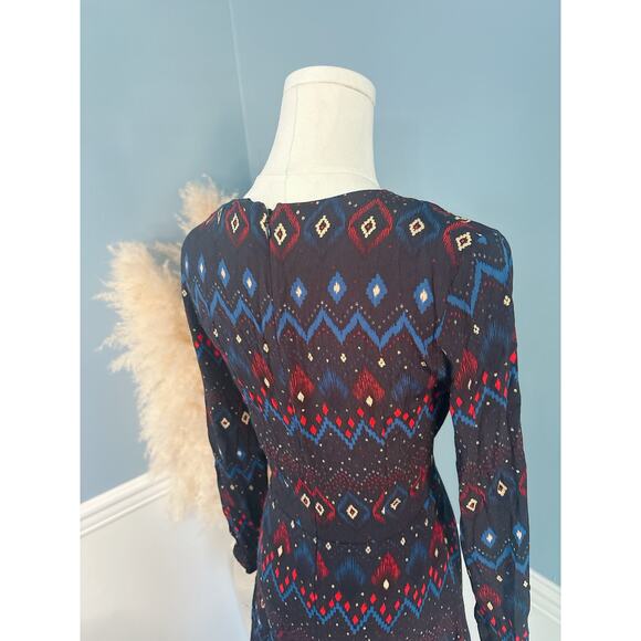 & Other Stories Aztec Dress Size 2 Black Long Sleeve Mini - Picture 9 of 11